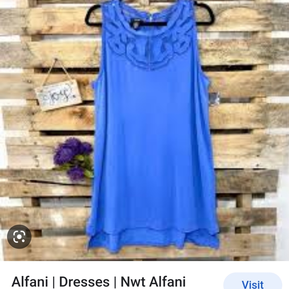 Alfani Embroidered Tunic Dress SZ.XL Blue NWT